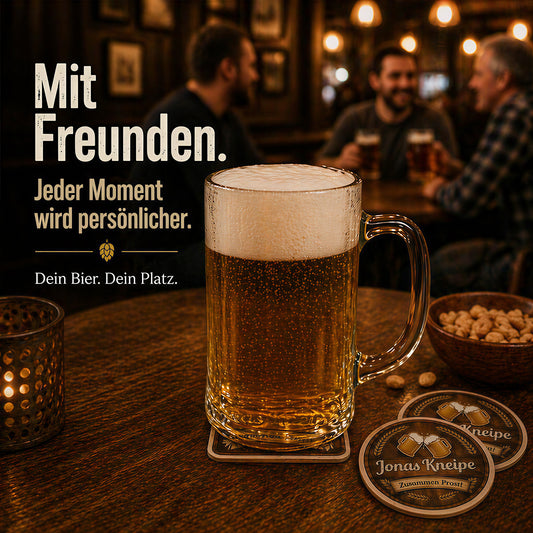 Personalisiert Bierdeckel mit Foto, Motiv oder Logo Holz