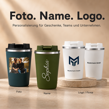 Personalisiert Thermobecher mit Foto und Namen 380ml