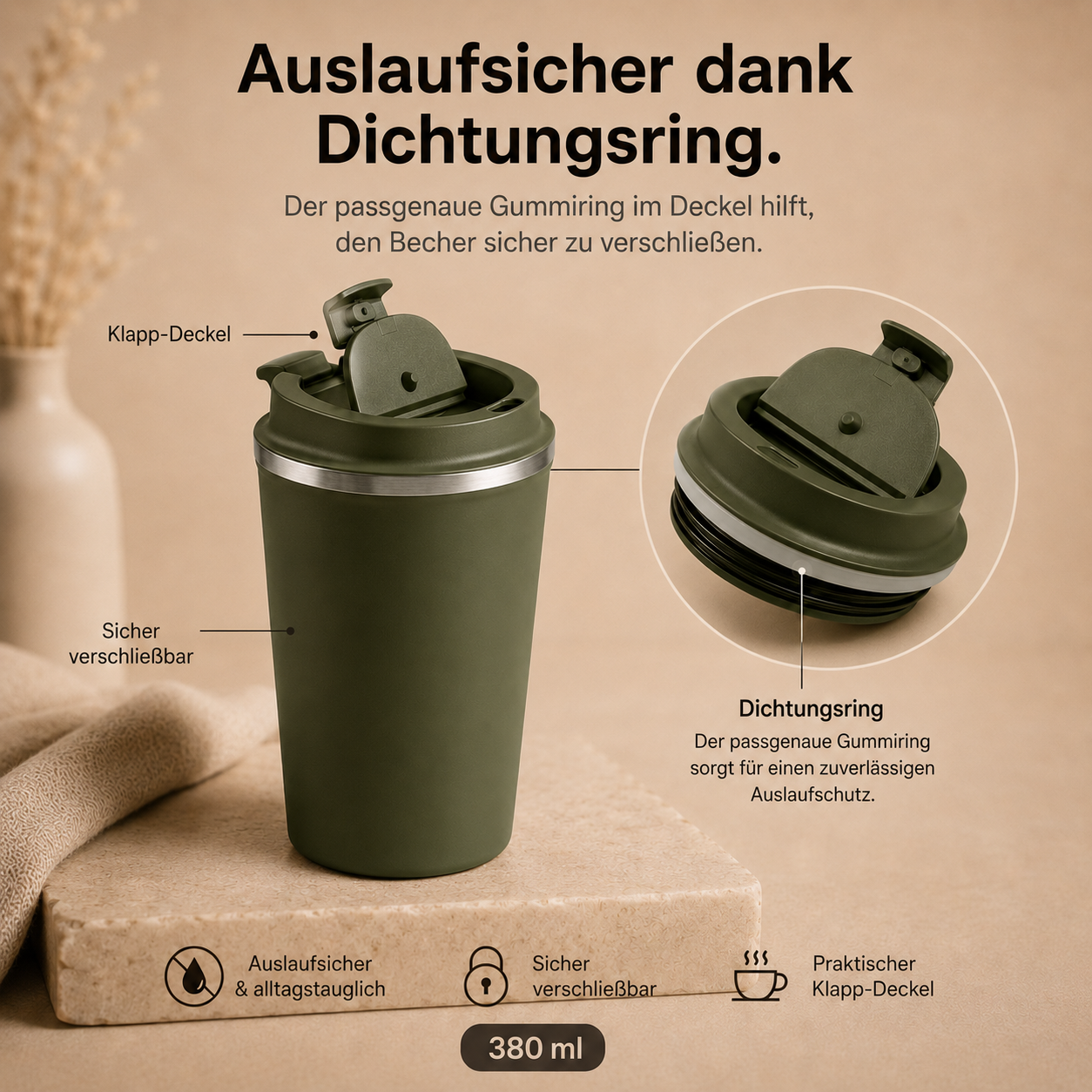 Personalisiert Thermobecher mit Foto und Namen 380ml