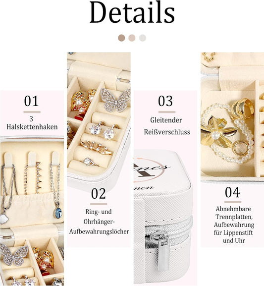 loongway Schmuckkästen für Mädchen - Personalisierte A-Z Schmuckschatulle für Frauen, Reise-Schmuckschatulle, ideal als Geburtstagsgeschenk, Brautjungfern-Geschenk, Hochzeit, Antrag