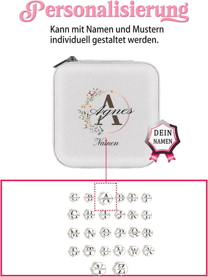 loongway Schmuckkästen für Mädchen - Personalisierte A-Z Schmuckschatulle für Frauen, Reise-Schmuckschatulle, ideal als Geburtstagsgeschenk, Brautjungfern-Geschenk, Hochzeit, Antrag