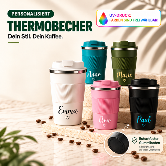 Personalisiert to-go Kaffeebecher Thermobecher mit Name 380 ml