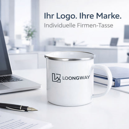 Personalisiert Tasse mit Logo und Namen  Emaille 350ml