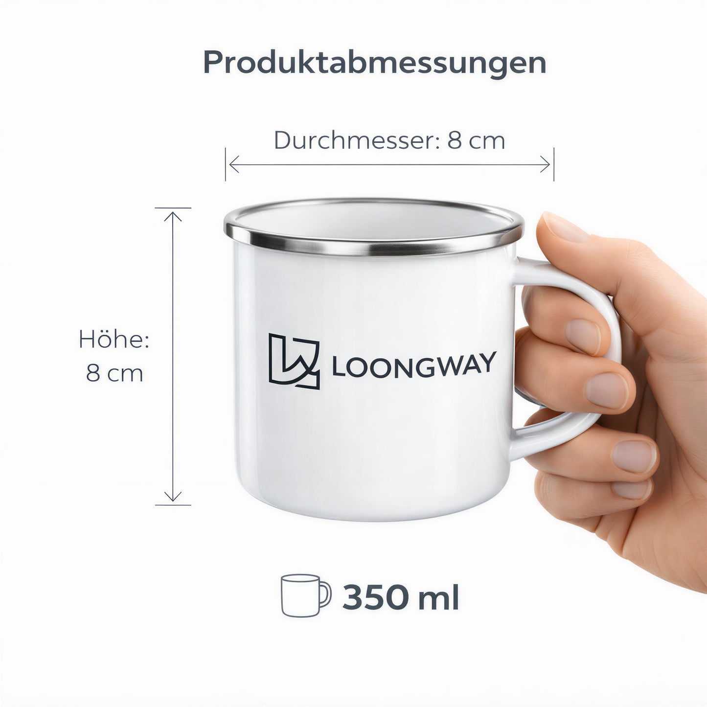 Personalisiert Tasse mit Logo und Namen  Emaille 350ml