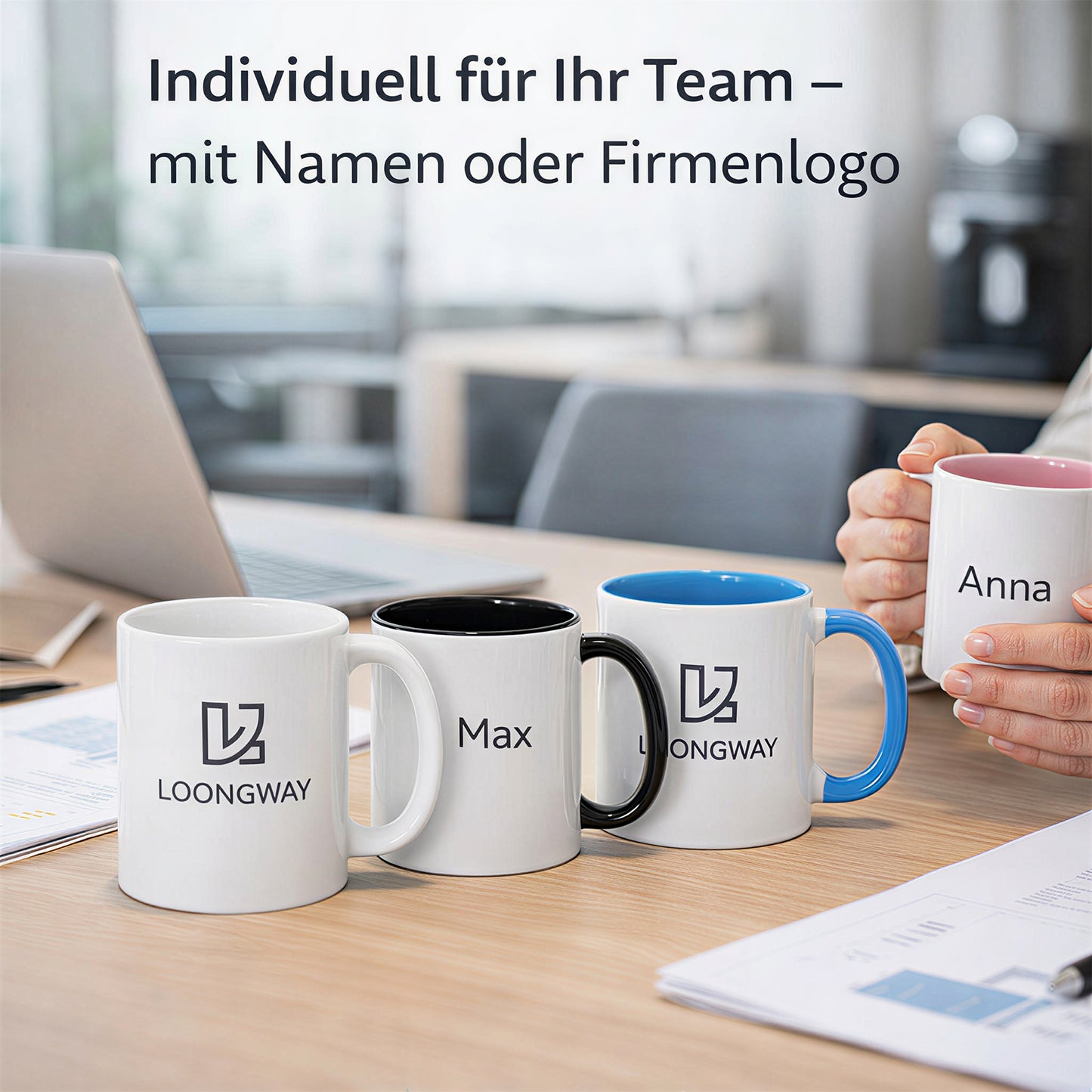 Personalisiert Tasse mit Logo und Namen Keramik 330ml