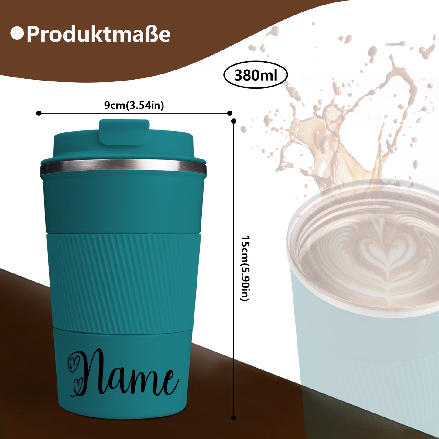 Personalisiert Thermobecher mit Name 380 ml
