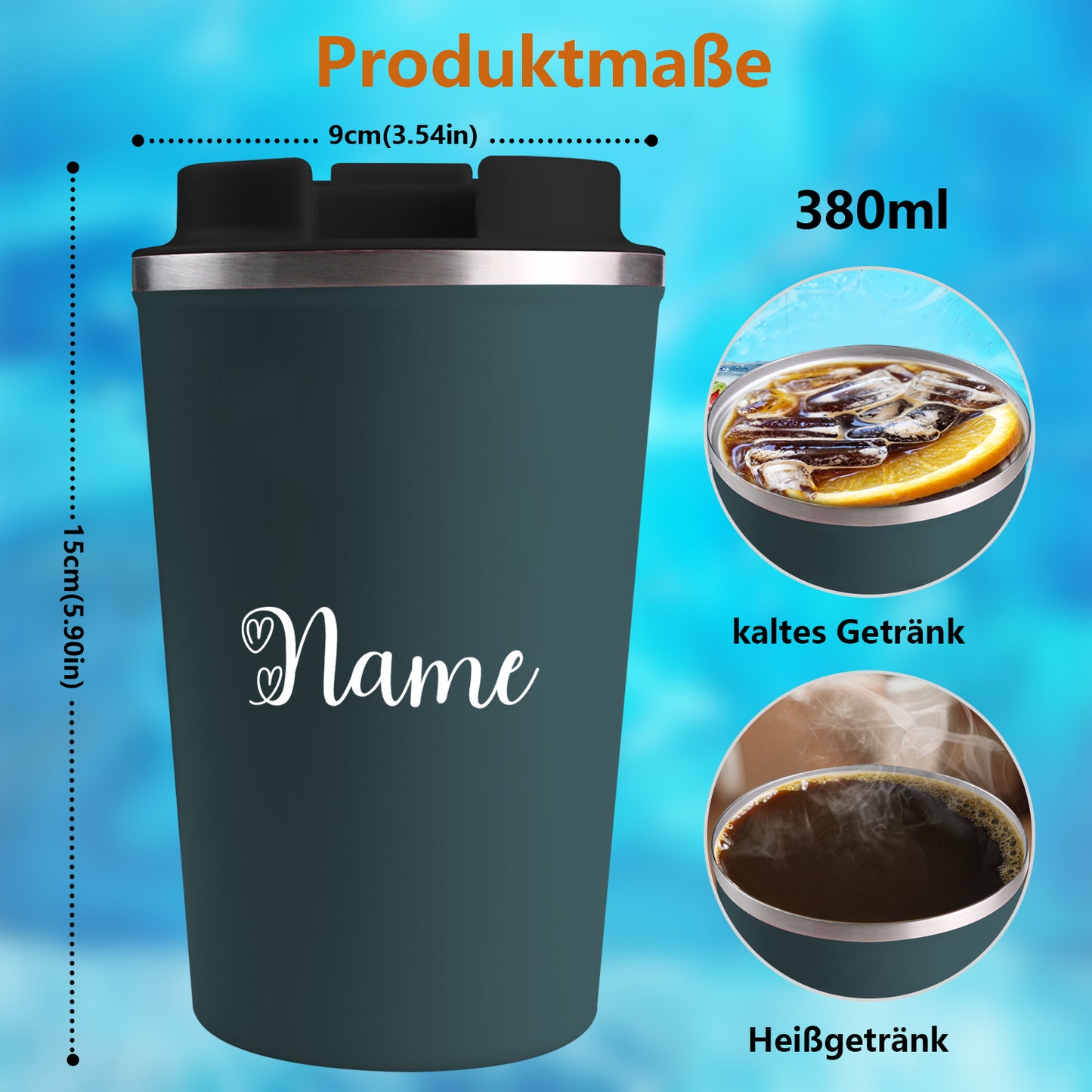 Personalisiert Thermobecher mit Namen 380ml