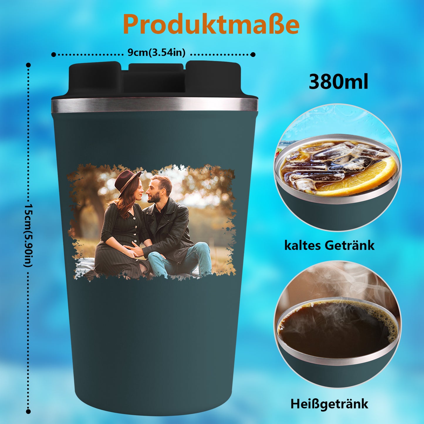Personalisiert Thermobecher mit Foto und Namen 380ml