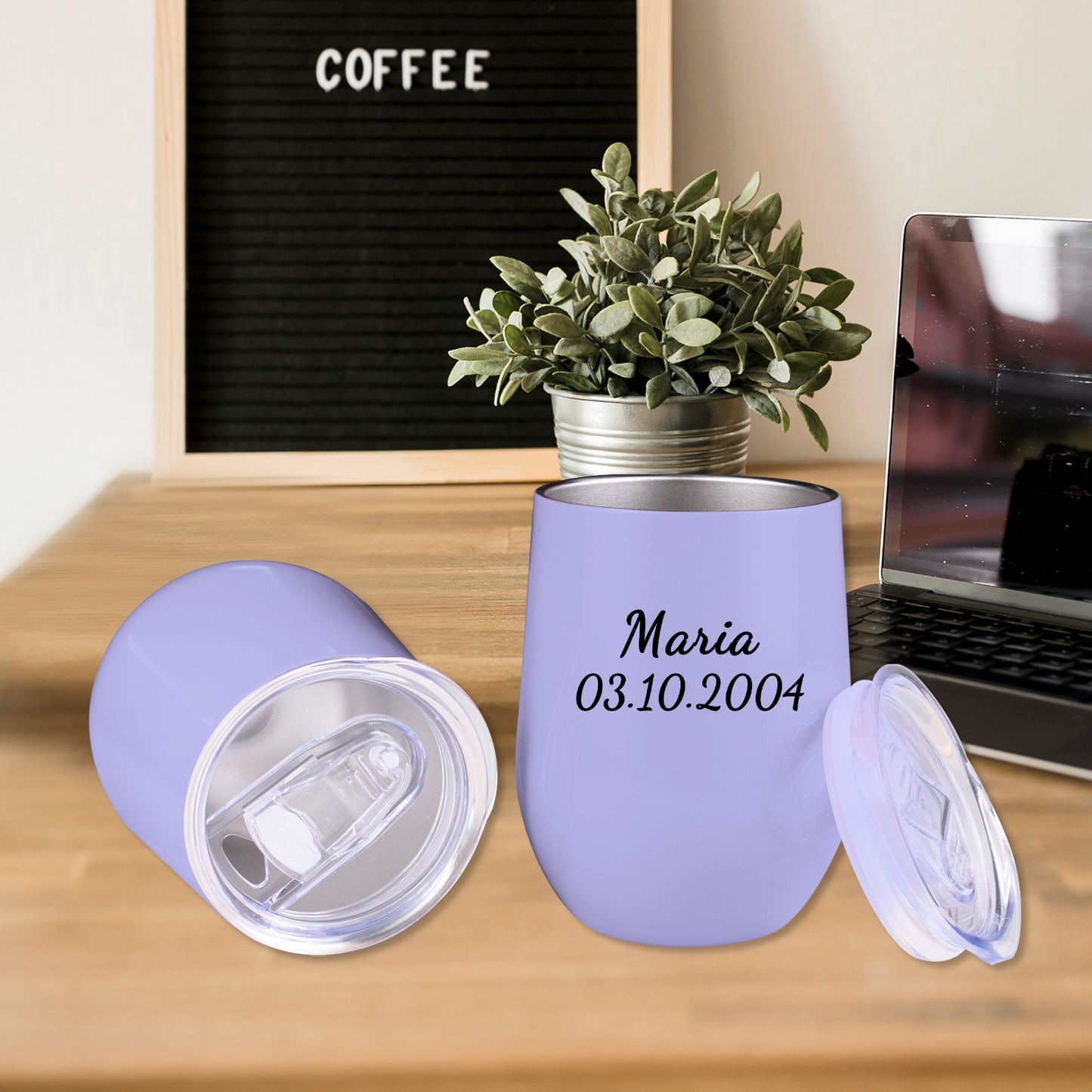 Personalisierter Thermobecher in Eierschalenform mit Namen 355ml 1.0