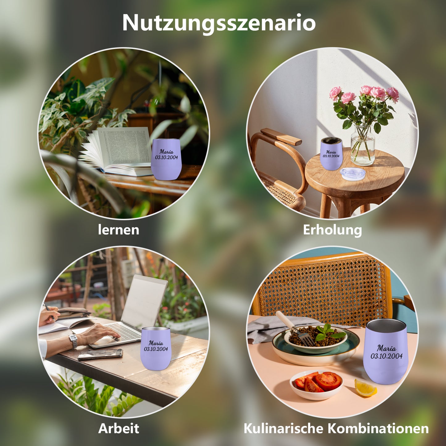 Personalisierter Thermobecher in Eierschalenform mit Namen 355ml 1.0