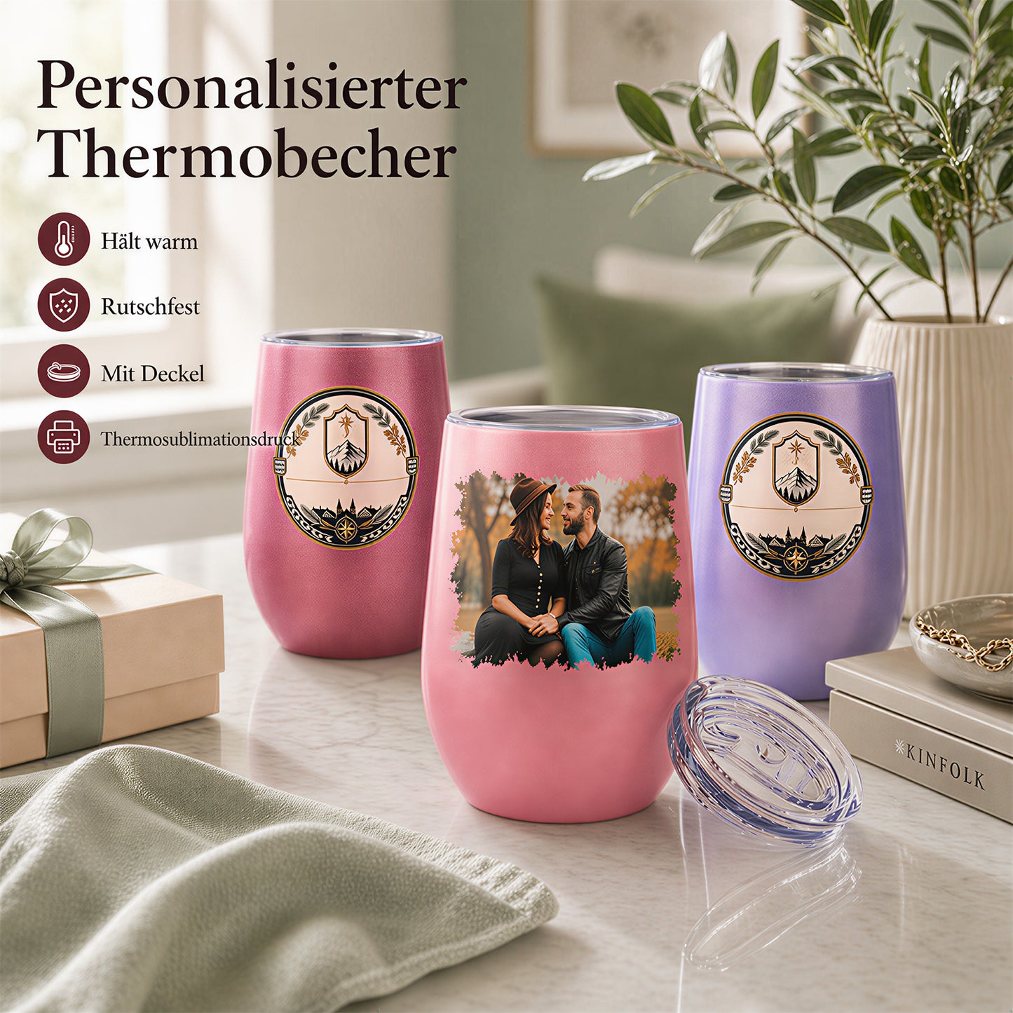 Personalisierter Thermobecher mit Foto oder Logo 355ml die Regenbogenlackoberfläche