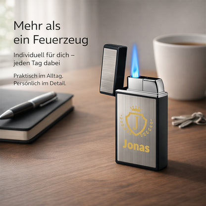 Personalisierte Feuerzeug mit Buchstabenmotiv und Namen - Zink