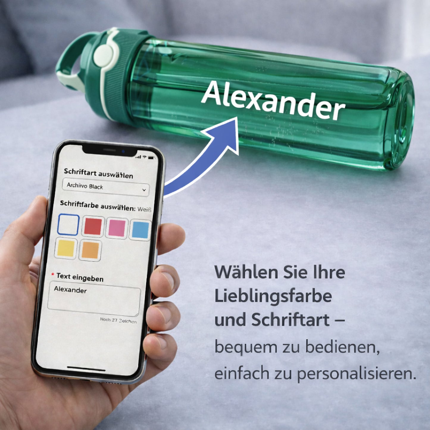 Personalisierte Trinkflasche Kinder mit Namen 750ml BPA Frei