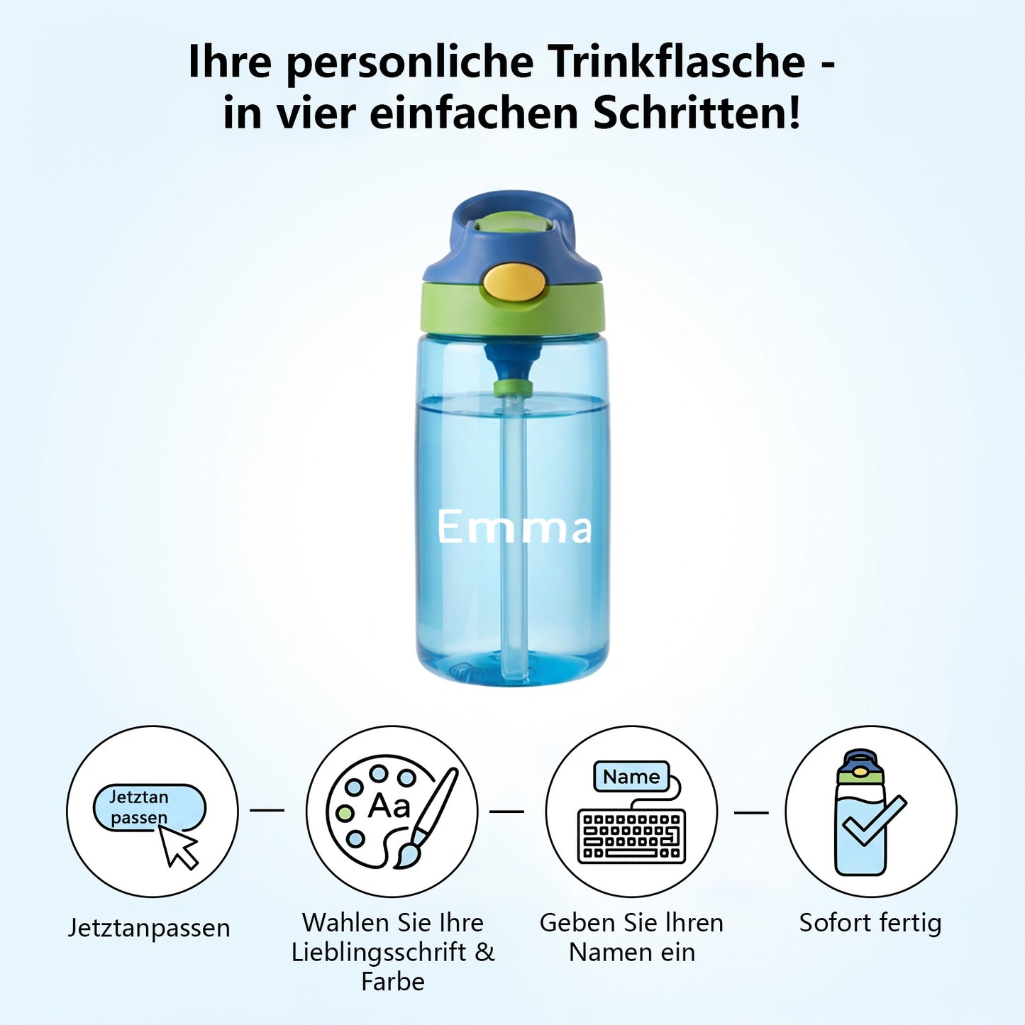 Personalisierte Trinkflasche Kinder mit Namen 480ml BPA Frei