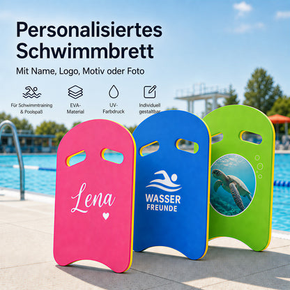 Personalisiertes Schwimmbrett aus EVA mit Logo und Motiv