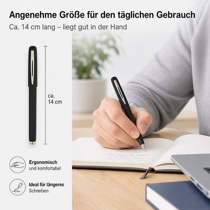 Personalisierter Kappen Kugelschreiber mit Namen und Logo Schwarze Mine