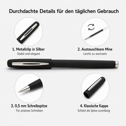 Personalisierter Kappen Kugelschreiber mit Namen und Logo Schwarze Mine