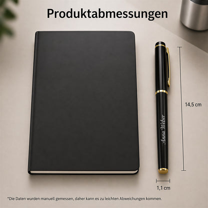Personalisierter Kappen Kugelschreiber mit Namen und Logo Schwarze Mine