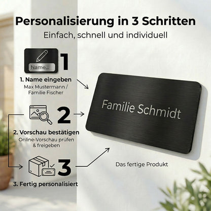 Personalisiert Türschild mit Namen und Logo Edelstah