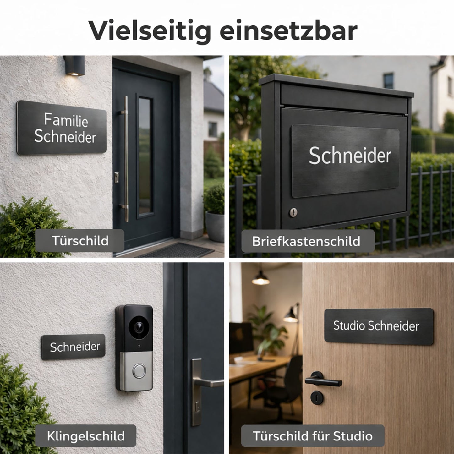 Personalisiert Türschild mit Namen und Logo Edelstah